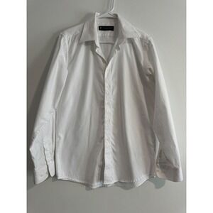 Combatant Gentlemen Slim Fit Dress Shirt Mens 16 White Italian Cotton Twill